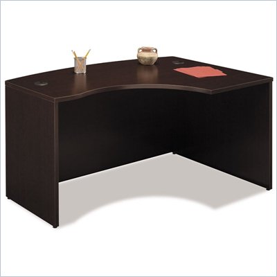 Bush Series C Right L-Shape Bow Front Wood Desk in Mocha Cherry