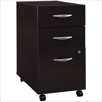 Bush Series C 3 Drawer Vertical Mobile Wood File Cabinet in Mocha Cherry