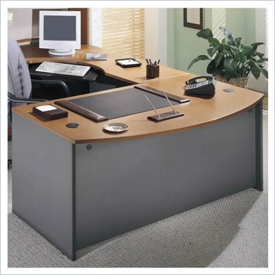 Bush Series C Right L-Shape Wood Executive Desk in Natural Cherry