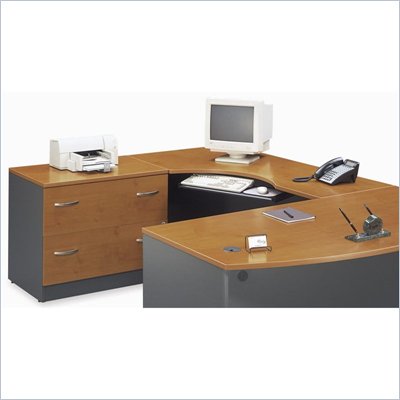 Bush Series C Left L-Shape Wood Desk in Natural Cherry