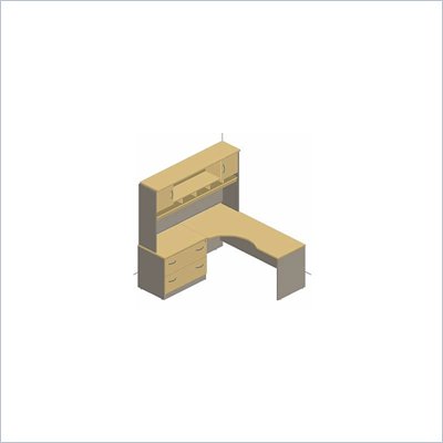 Bush Natural Cherry Corsa Series L-Shape Computer Desk with Hutch