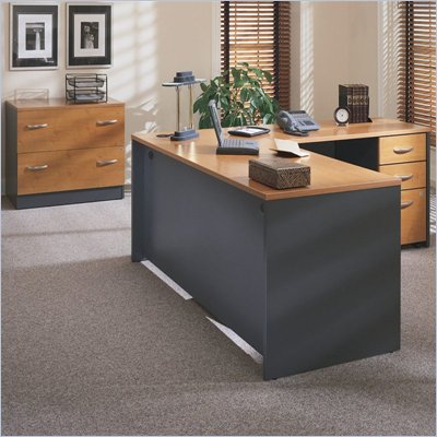 Bush Corsa Series Right L-Shape Office Suite in Natural Cherry