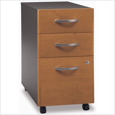 Bush Series C 3 Drawer Vertical Mobile Wood File Cabinet in Natural Cherry