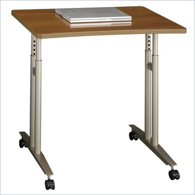 Bush Series C Adjustable Height Mobile Table in Warm Oak