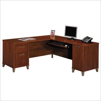 Bush Somerset 71" L-Shape Wood Desk in Hansen Cherry