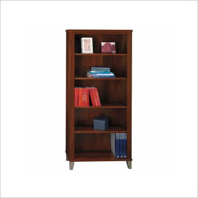 Bush Furniture Somerset 65"H 5 Shelf Wood Bookcase in Hansen Cherry