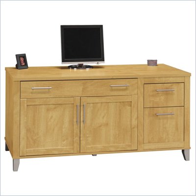 Bush Furniture Somerset 60" Wood Computer Credenza in Maple Cross
