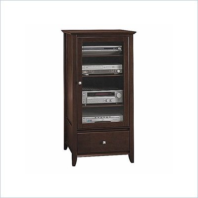Bush Sonoma Audio Rack Cabinet with 3 Adjustable Shelves in Cherry and Rear Access Panel