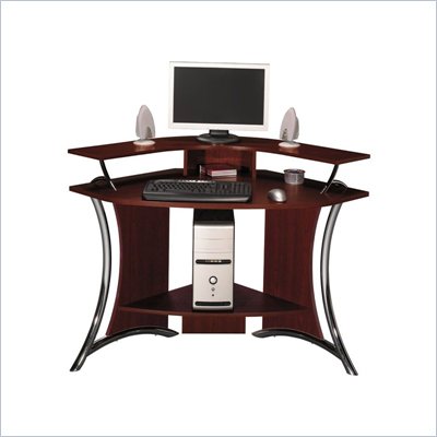 Bush Tacoma Corner Wood Computer Desk in Harvest Cherry