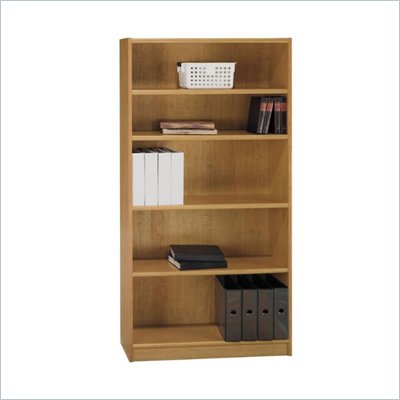 Bush Universal 72"H 5 Shelf Wood Bookcase in Snow Maple