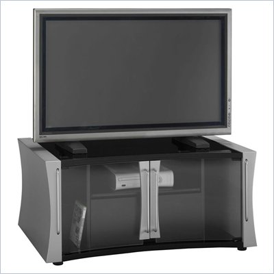 Bush Furniture Raptor Wood TV and Video Game Stand in Silver Suede