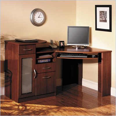 Bush Vantage Wood Corner Computer Desk in Harvest Cherry