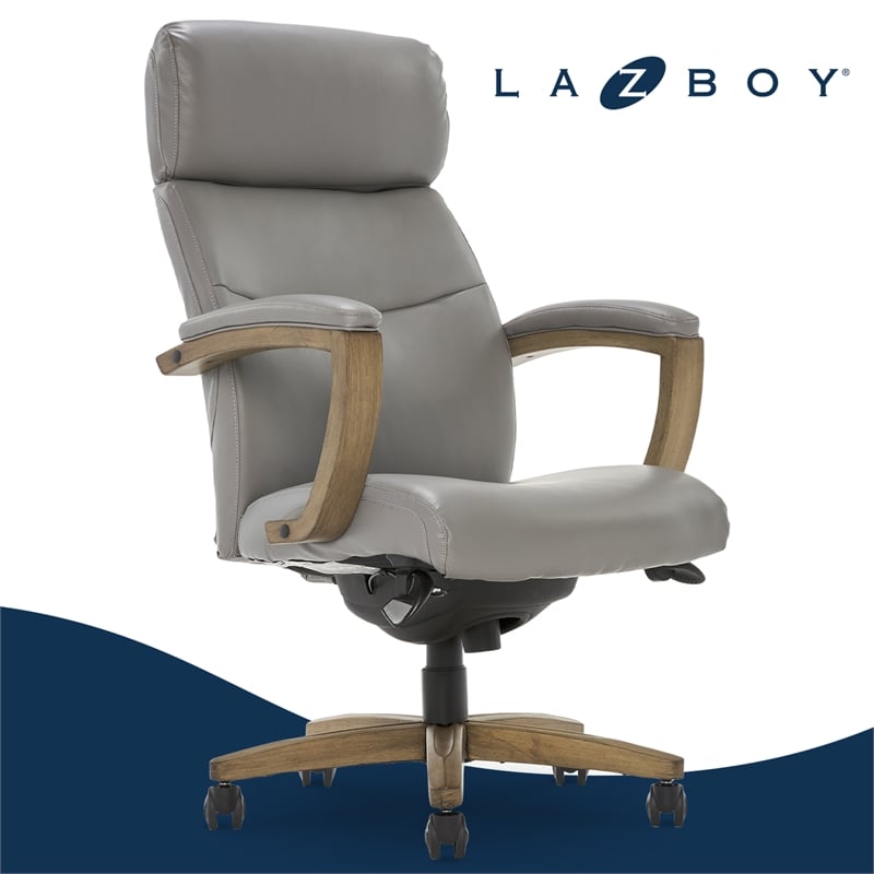 La-Z-Boy Modern Greyson Executive Office Chair Bonded Leather Grey