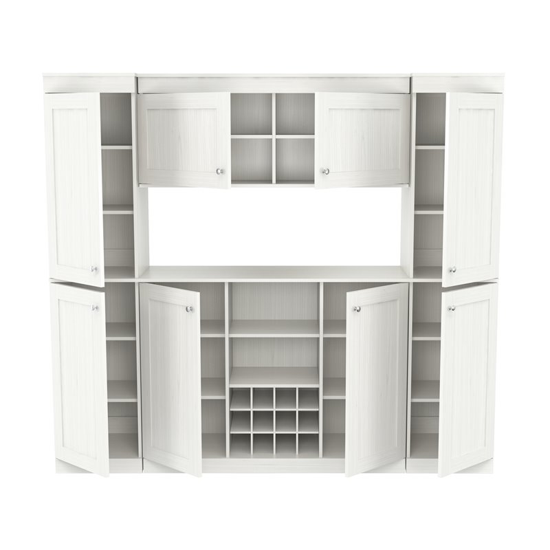 Inval Shaker Style 4 Piece Buffet and Slim Pantry in Washed Oak