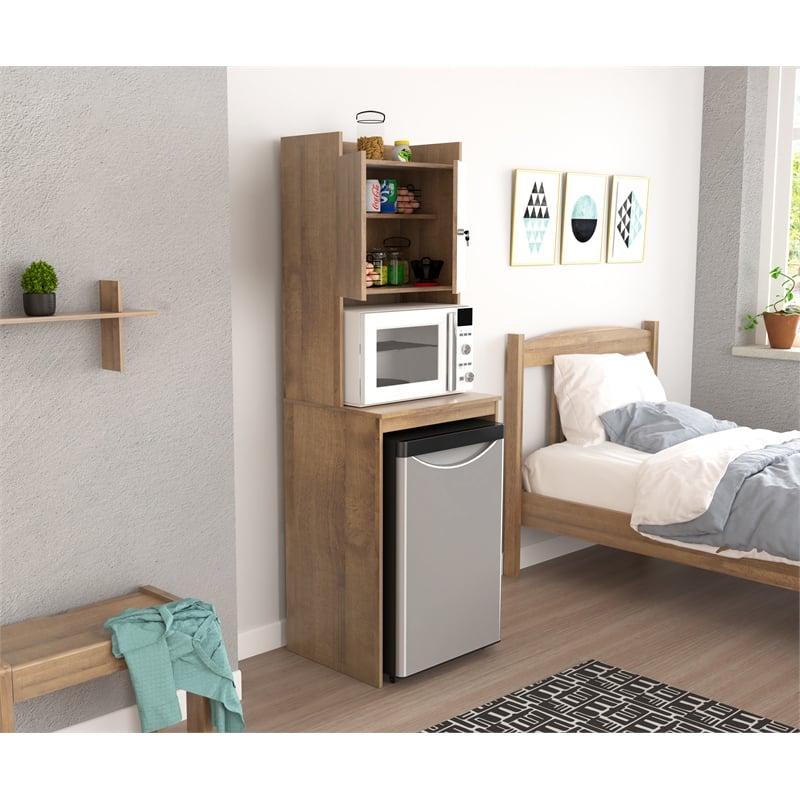 Inval Engineered Wood Mini Refrigerator Microwave Storage Cabinet In