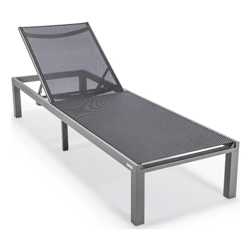 LeisureMod Marlin Patio Chaise Lounge Chair With Black Aluminum Frame ...