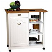 Venture Horizon Double Butcher Block Mobile Island Bin in White
