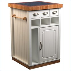 Venture Horizon Real Granite Top Kitchen Island in White Finish