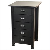 Venture Horizon 5 Drawer Mobile Wood Filing Cabinet in Black Finish