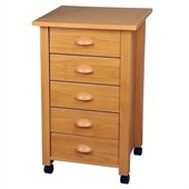 Venture Horizon 5 Drawer Mobile Wood Filing Cabinet in Oak Finish
