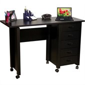 Venture Horizon Mobile Wood Computer Desk in Black