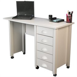 Venture Horizon Mobile Wood Computer Desk in White