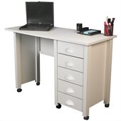 Venture Horizon Mobile Wood Computer Desk in White