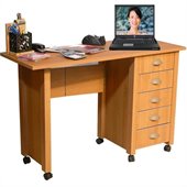 Venture Horizon Mobile Wood Computer Desk in Oak