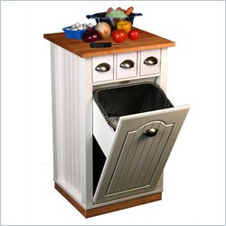 Venture Horizon Beadboard Butcher Block Bin with Pantry in White