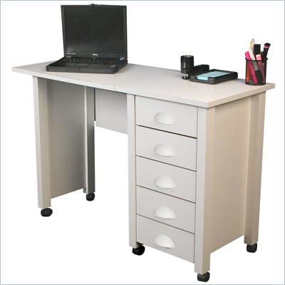 Venture Horizon Mobile Wood Computer Desk in White