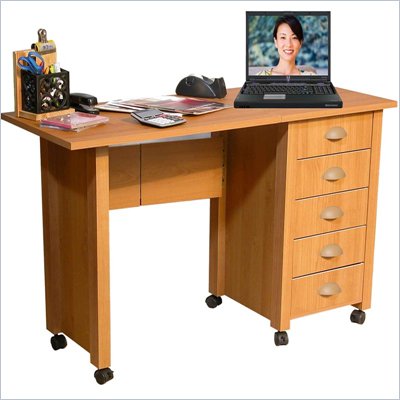 Venture Horizon Mobile Wood Computer Desk in Oak