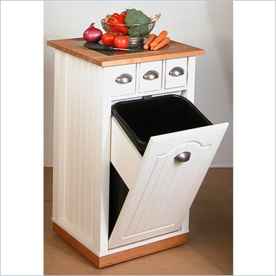 Venture Horizon Granite Top Butcher Bin with Pantry in White