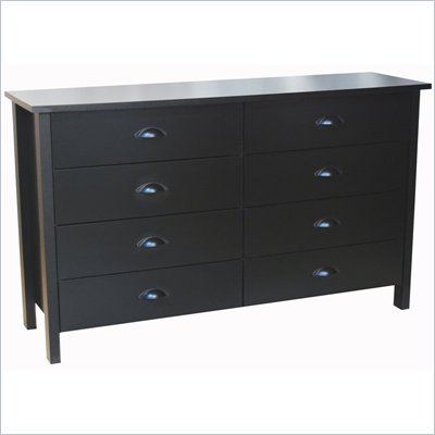 Venture Horizon Nouvelle 8 Drawer Lowboy Double Dresser in Black Finish