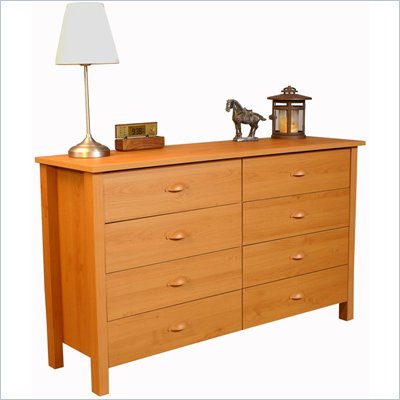 Venture Horizon Nouvelle 8 Drawer Lowboy Double Dresser in Oak Finish