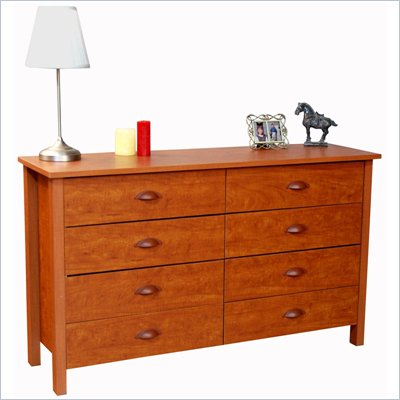 Venture Horizon Nouvelle 8 Drawer Lowboy Double Dresser in Cherry Finish