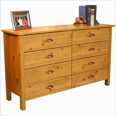 Venture Horizon Nouvelle 8 Drawer Lowboy Double Dresser in Pine Finish