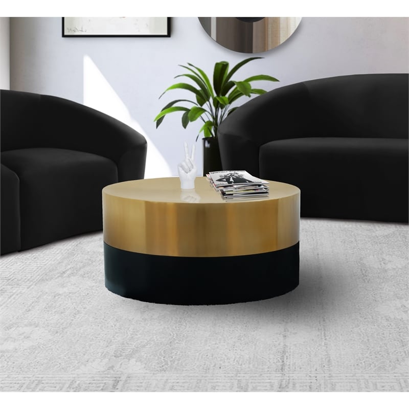 Meridian Furniture Sun Brushed Gold Top Coffee Table With Matte Black