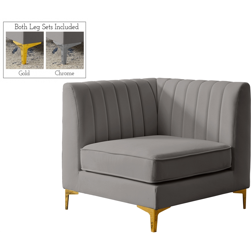 Meridian Furniture Alina Velvet Modular Corner Chair Meridian Furniture Alina Velvet Modular Corner Chair
