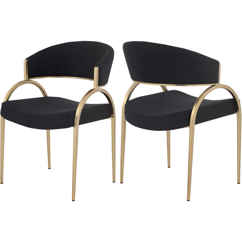 Meridian Furniture Privet Linen-Like Dining Chair - Gold Finish