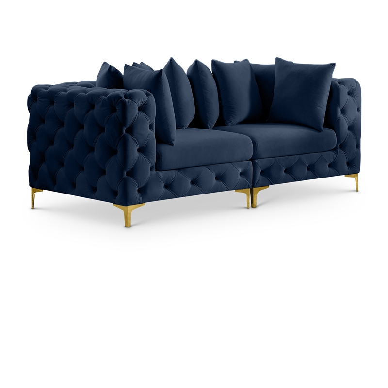 Meridian Furniture Tremblay Navy Velvet Modular Sofa Homesquare