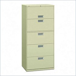 HON 600 Series 30" W 5 Drawer Lateral Metal Filing Cabinet with Posting Shelf
