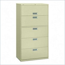 HON 600 Series 36" 5 Drawer Lateral Metal Filing File Cabinet