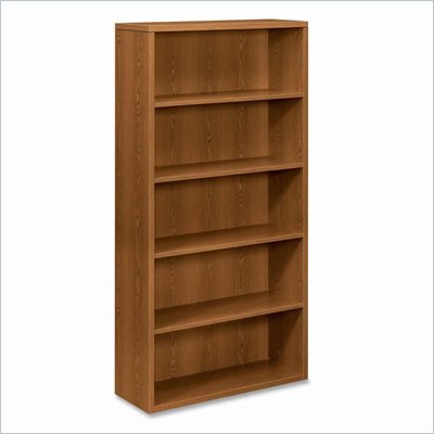 HON 10500 Series 5 Shelf Laminate Bookcase in Medium Oak