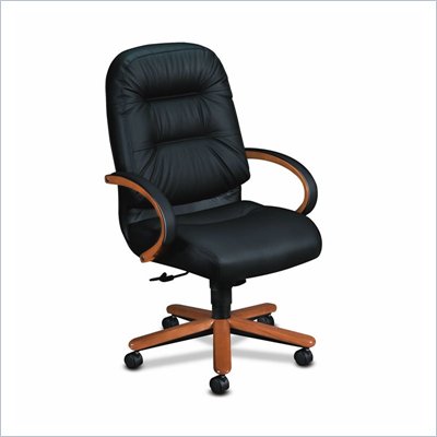 HON Executive Wood Frame High Back Chair in Black Leather