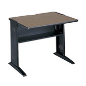 Safco 36W Reversible Top Wood Credenza Desk in Mahogany and Medium Oak