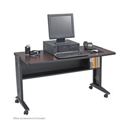 Safco 54 Reversible Top Mobile Metal Computer Desk in Mahogany and Oak