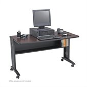 Safco 54 Reversible Top Mobile Metal Computer Desk in Mahogany and Oak