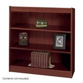 Safco WorkSpace 36H Three Shelf Square-Edge Bookcase in Mahongany
