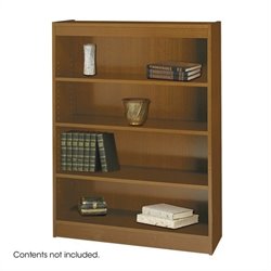 Safco WorkSpace 48H Four Shelf Square-Edge Bookcase in Medium Oak