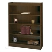 Safco WorkSpace 48H Four Shelf Square-Edge Bookcase in Walnut